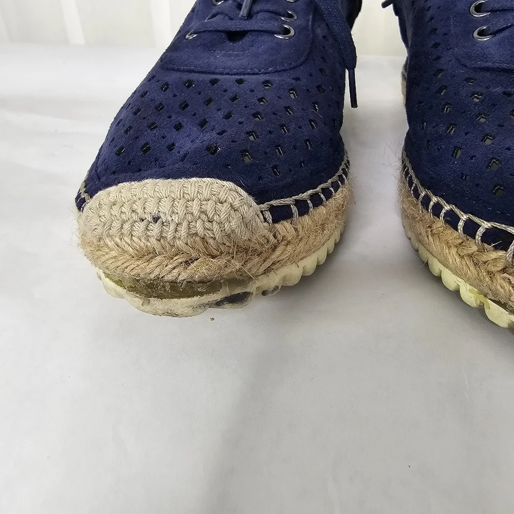 Marc Fisher Bailee Dark Blue Fabric Espadrille Sneakers Size 7